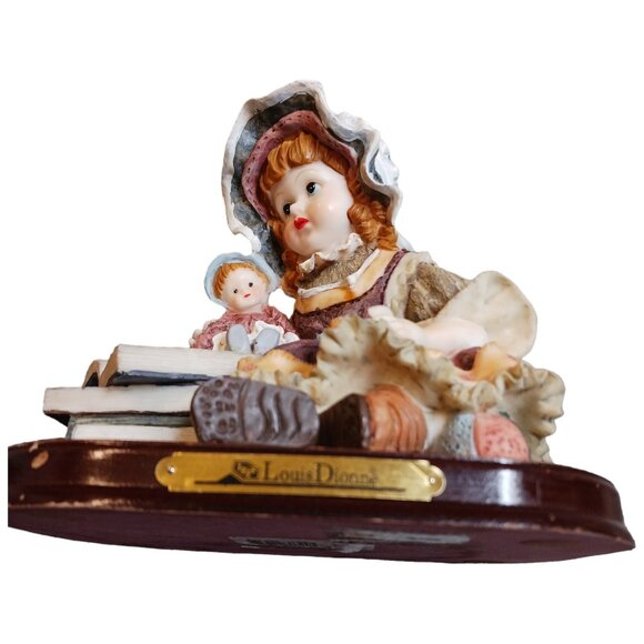 Louis Dionne Vintage Collectible Resin Figurine: "Girl Reading to Her Dolly" - Picture 6 of 13